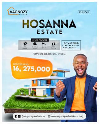 High Roi Service Plots with C of O, Hosanna Estate, Opposite Elim Estate, Enugu, Enugu, Residential Land for Sale