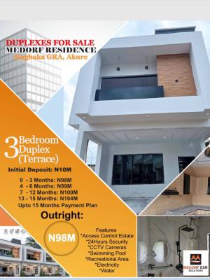 3 Bedrooms Terrace Duplex with Bq, 18 Months Payment, Medorf Residence. Alagbaka Gra, Akure, Ondo, Semi-detached Duplex for Sale