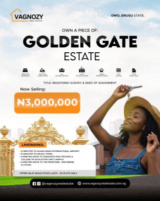 Investment Land in Owo Land Banking, Golden Gate Estate Phase 1 Owo Road, Enugu, Enugu, Residential Land for Sale