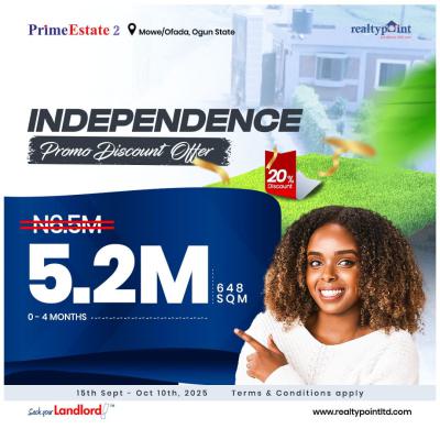 Land, Prime Estate, Mowe Ofada, Ogun, Land for Sale