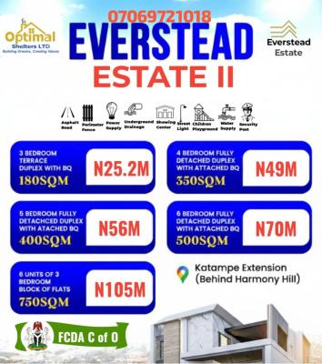 Luxury 3 Bedroom Semi-detached Duplex Land with Bq, Behind Ecowas Quarters, Katampe, Abuja, Residential Land for Sale