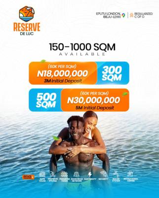 100% Dry Land with Instant Allocation, Reserve De-lu Location 10min Drive From Coscharis Motors London, Eputu, Ibeju Lekki, Lagos, Mixed-use Land for Sale