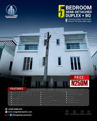 Luxury 5 Bedroom Semi-detached House with Bq and 10 Kva Solar System, Ocean Bay Estate, Orchid Road, Chevron, Lekki, Lagos, Semi-detached Duplex for Sale