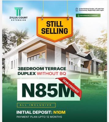 3 Bedroom Terrace Duplex with Payment Plan in a Well Secured Estate, Zylus Court Extension Richland Estate  Opposite Beachwood Estate, Lekki, Lagos, Terraced Duplex for Sale