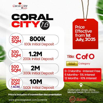 Land with C of O Title Documents,  Instant Allocation, Coral City Iseyin 1.0, Iseyin, Oyo, Residential Land for Sale