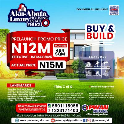 C of O Land, Besides Caritas University, Emene, Enugu, Enugu, Residential Land for Sale