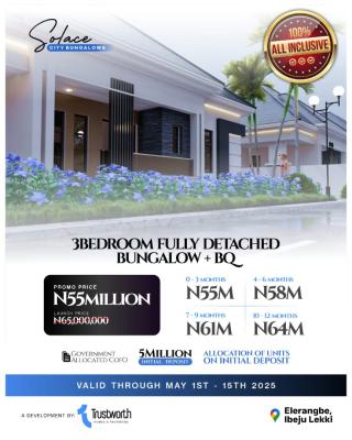 3 Bedroom Detached Bungalow, Solace City Bungalow, Eleranigbe, Ibeju Lekki, Lagos, Detached Bungalow for Sale