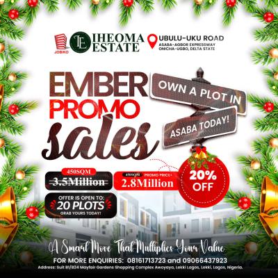 Dry Land in a Fast Developing Area, Iheoma Estate, Onicha-ugbo, Asaba, Delta, Residential Land for Sale