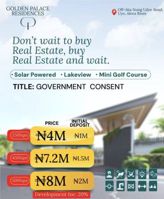 Affordable and Verified Dry Land, Golden Palace 45min Drive From Victor Attah International Airport, Uyo, Akwa Ibom, Mixed-use Land for Sale
