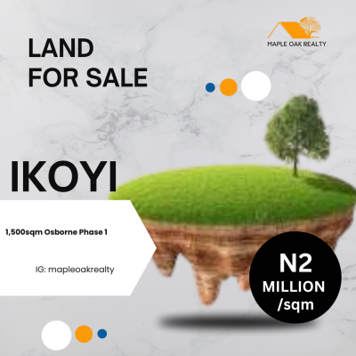 1,500sqm Osborne Phase 1, Osborne, Ikoyi, Lagos, Land for Sale
