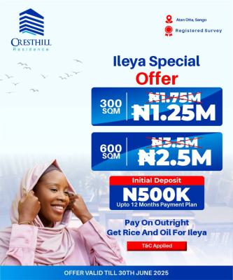Land, Cresthills Residence, Few Mins Drive to Canaanland, Atan Ota, Ado-odo/ota, Ogun, Land for Sale