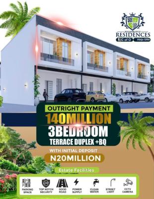 3 Bedroom Semi Detached Duplex + Bq, Highbridge Residency Estate, Abijo, Lekki, Lagos, Terraced Duplex for Sale