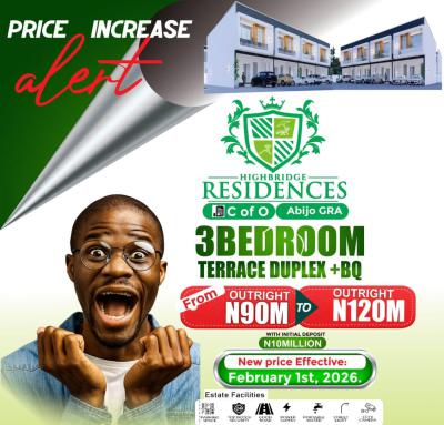 Luxury 3 Bedroom Terrace Duplex + Bq, Abijo, Lekki, Lagos, Terraced Duplex for Sale