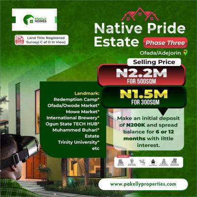 Native Pride Estate 3.0, Mowe Ofada, Ogun, Residential Land for Sale