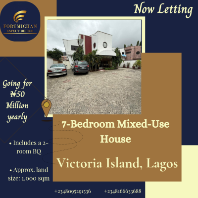 7-bedroom Mixed-use Detached House, Off Ajose Adeogun, Victoria Island (vi), Lagos, Office Space for Rent