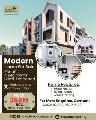 2 Units of 4 Bedroom Semi-detached House with Bq Off Plan, Aladura Estate, Anthony, Maryland, Lagos, Semi-detached Duplex for Sale