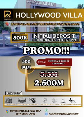 Estate Land Fast Selling, Hollywood Villa  Itoikin, Road, Epe, Lagos, Residential Land for Sale