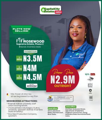 Govt Approved Estate Strategically Located, Rosewood Supreme Estate Phase 2,nando  Awka, Awka, Anambra, Mixed-use Land for Sale