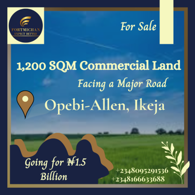 1,200 Sqm Commercial Land, Opebi-allen, Ikeja, Lagos, Land for Sale