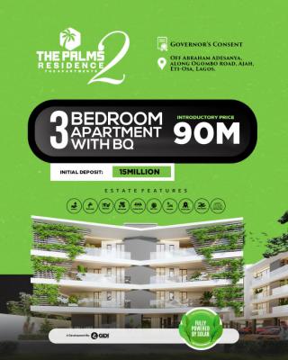 Luxurious 3 Bedroom Apartments with Full Solar Power, The Palms Residence 2 Off Ogombo Road, Abraham Adesanya, Okun-ajah, Ajah, Lagos, Block of Flats for Sale