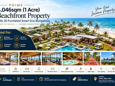4,046SQM Beachfront Mini-Resort + 20 Eco Luxury Bungalows — Ibeju Lekki, Lagos