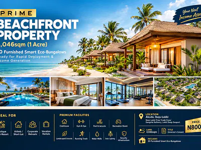 4,046SQM Beachfront Mini-Resort + 20 Eco Luxury Bungalows — Ibeju Lekki, Lagos