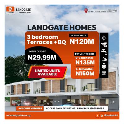 Luxury 3bedroom Terrace with Bq, Lekki Gardens Phase Iii Behind Lbs,, Ajah, Lagos, Terraced Duplex for Sale