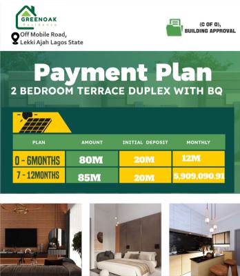 2 Bedroom Terrace with Bq, Off Mobile Road, Lekki-ajah, Ajah, Lagos, Terraced Duplex for Sale