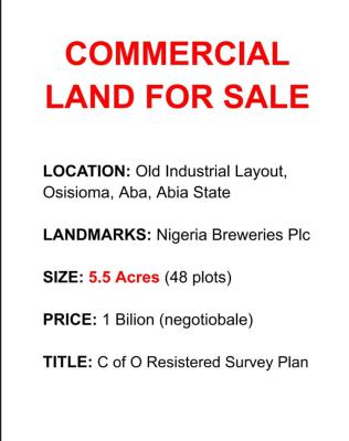 Commercial Land, Industrial Layout, Osisioma Ngwa, Abia, Commercial Land for Sale