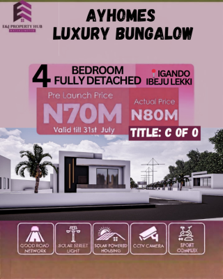 4-bedroom Fully Detached Bungalow in a Fast-developing Area with Plan, Igando Ibeju Lekki By Ibeju Lekki Secretariat, Ibeju Lekki, Lagos, Detached Bungalow for Sale
