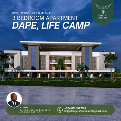 Luxury 3-bedroom Apartments (off Plan Deal), Dape, Life Camp, Abuja, Flat / Apartment for Sale