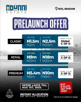Affordable Plots of Mixed-use Land, Adunni Estate, Ldo, Ibadan, Oyo, Mixed-use Land for Sale