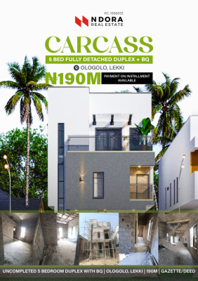 5 Bedroom Fully Detached Duplex with Bq, Ologolo, Lekki, Lagos, Detached Duplex for Sale