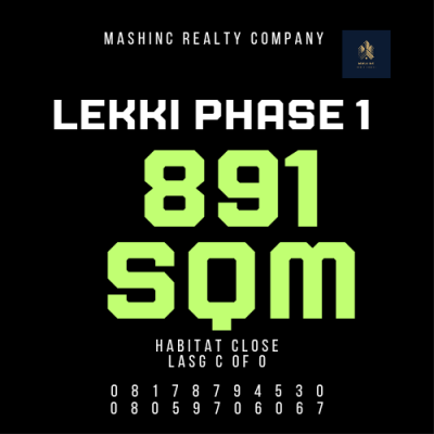 891 Square Meters, Habitat Close, Lekki Phase 1, Lekki, Lagos, Land for Sale