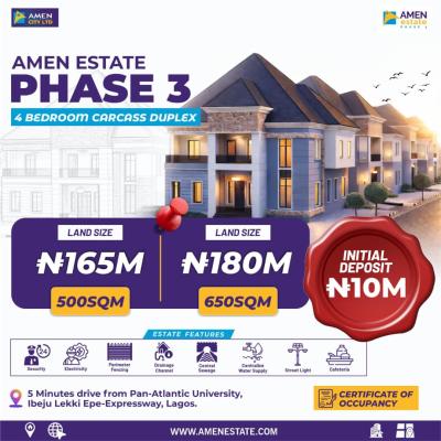 4 Bedroom Carcass Duplex with C of O, Amen Estate Phase 3, Ibeju Lekki, Lagos, Detached Duplex for Sale