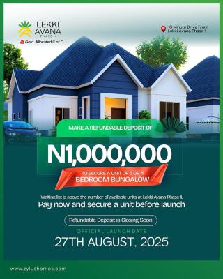 Lekki Avana Phase 2, Swimming Pool Options Available, Ibeju Lekki, Lagos, Detached Bungalow for Sale