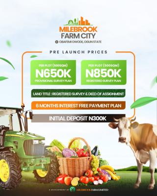 Govt Approved Farm City Estate Strategically Located, Milebrook Farm City Estate, Obafemi Owode, Ogun, Commercial Land for Sale