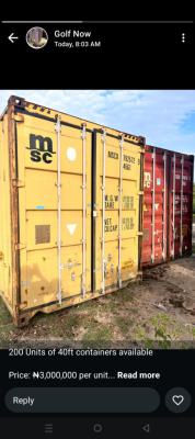 200 Units of 40ft Containers, Lekki Free Trade Zone, Ibeju Lekki, Lagos, Tank Farm for Sale
