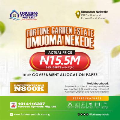 Mixed Use Land, Fortune Garden Umuoma, Off Portharcourt Road, Nekede, Owerri Municipal, Imo, Mixed-use Land for Sale