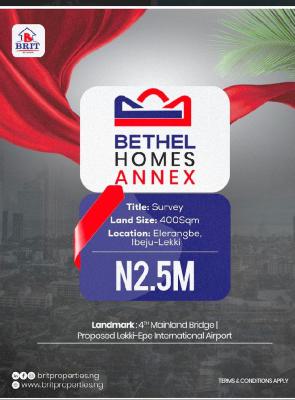 Affordable Ibeju Lekki Aiport Axis Property:  Bethel Homes Annex, Elerangbe, Ibeju Lekki Lagos, Along The Airpot Axis, Eleranigbe, Ibeju Lekki, Lagos, Residential Land for Sale