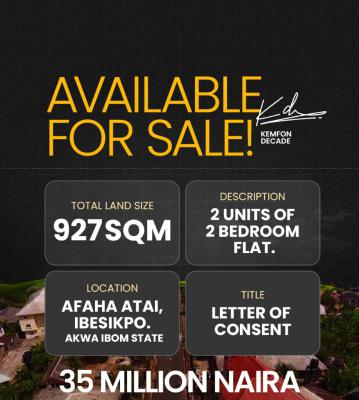 2 Units of 2 Bedroom Flat on Land of Area Size 927sqm, Afaha Atai, Ibesikpo-asutan, Akwa Ibom, Detached Bungalow for Sale