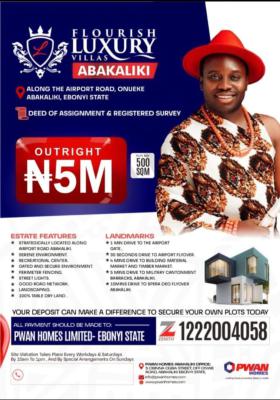 Invest in Prime Lands Located in Prime Spot in Abakaliki, Flourish Luxury Villa,estate, Abakaliki, Ebonyi, Land for Sale