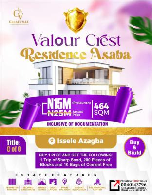 Valour Crest Residence, Issele Azagba, Asaba, Delta, Residential Land for Sale