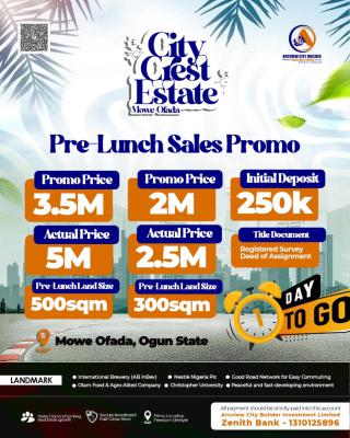 Residential Land, Near International Brewery City Crest Estate, Mowe Ofada, Ogun, Residential Land for Sale
