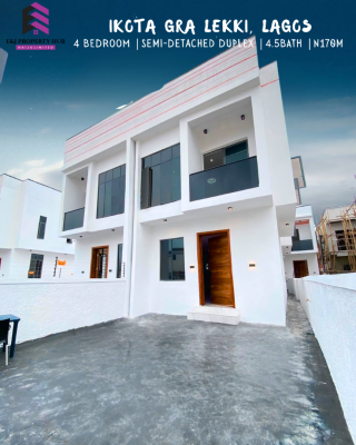Beautiful 4 Bedroom Semi Detached Duplex with a Bq, Ikota G.r.a Behind Mega Chicken Ikota, Ikota, Lekki, Lagos, Semi-detached Duplex for Sale
