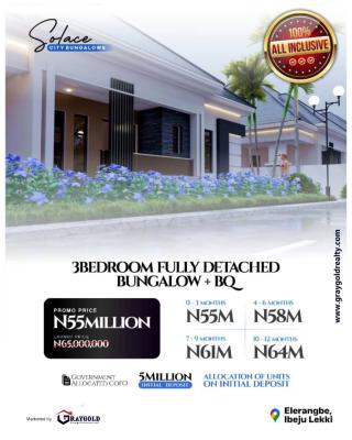 Solace City -- Own a Fully 3 Bedroom Detached Bungalow + Bq in Style, Eleganbge Off Lekki-epe Express Way, Ibeju Lekki, Lagos, Detached Bungalow for Sale