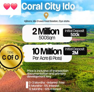 100% Dry Land with Instant Allocation, Coral City, Ajiboro Ido-eruwa Road, Ido, Oyo, Mixed-use Land for Sale