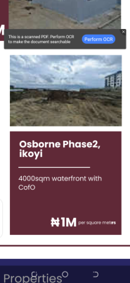4000sqm Land Is Available in Osborne Phase 2, Ikoyi, Lagos., Osborne Phase 2, Osborne, Ikoyi, Lagos, Mixed-use Land for Sale