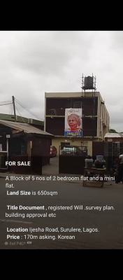 Block of 5 No of 2 Bedroom Apartment Flat and a Mini Flat.  Land Size, Ijesha Road Surulere Lagos  Price 170 M Asking, Surulere, Lagos, Block of Flats for Sale