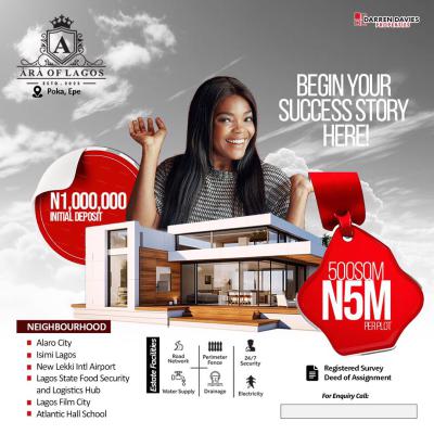 Serviced Plots Ara of Lagos, Poka, Epe, Epe, Lagos, Land for Sale